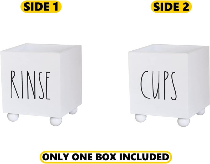 CHONIC Bathroom Cup Dispenser, Farmhouse Dixie Cup Holder, 3 oz 5 oz Paper Mouthwash Cup Storage Box, Wooden Disposable Cup Caddy, Water Dispenser Cup Holder for Countertop (White) - Image 2